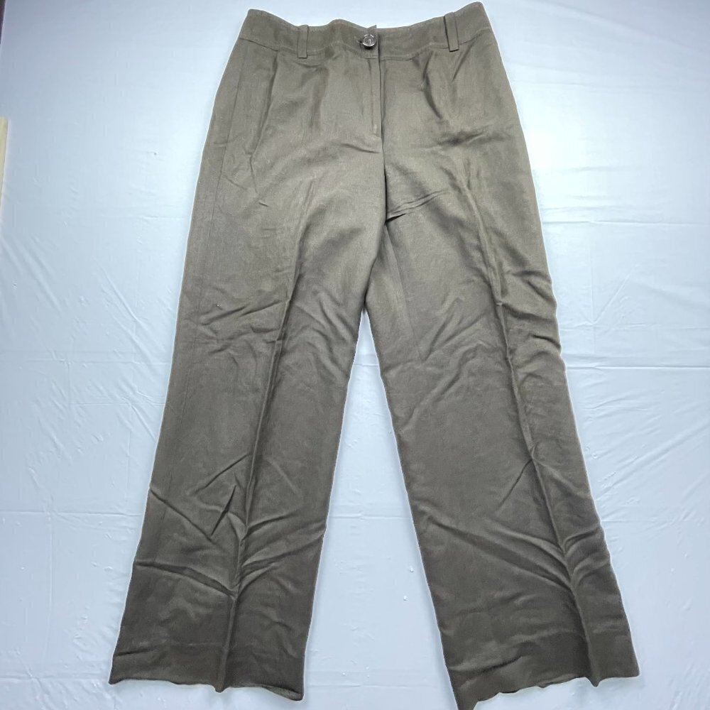 Ann Taylor Women's Dark Brown Linen Wide leg Pants (8)